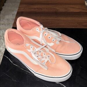 Vans Peach Canvas Low-Top Sneakers with White Stripe